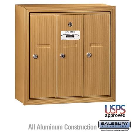 Vertical Mailbox - 3 Doors - Sandstone - Surface Mounted L92437