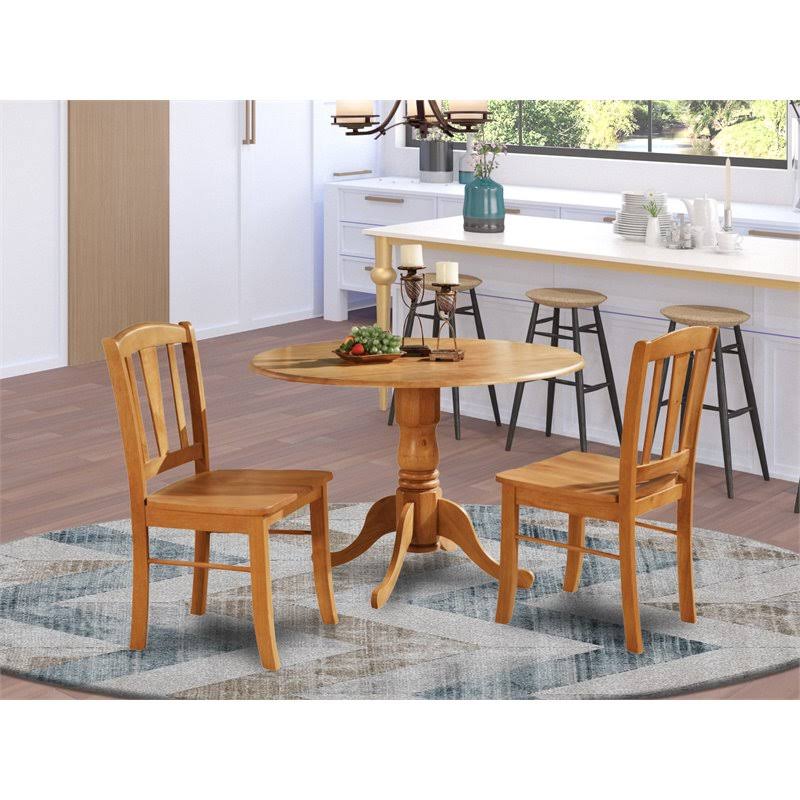 3 PC Oak Kitchen Table and 2 Dinette Chairs O672
