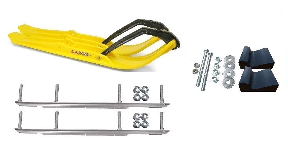 Yellow XPT Snowmobile Skis with 9" Shaper Bars Complete Kit O5347