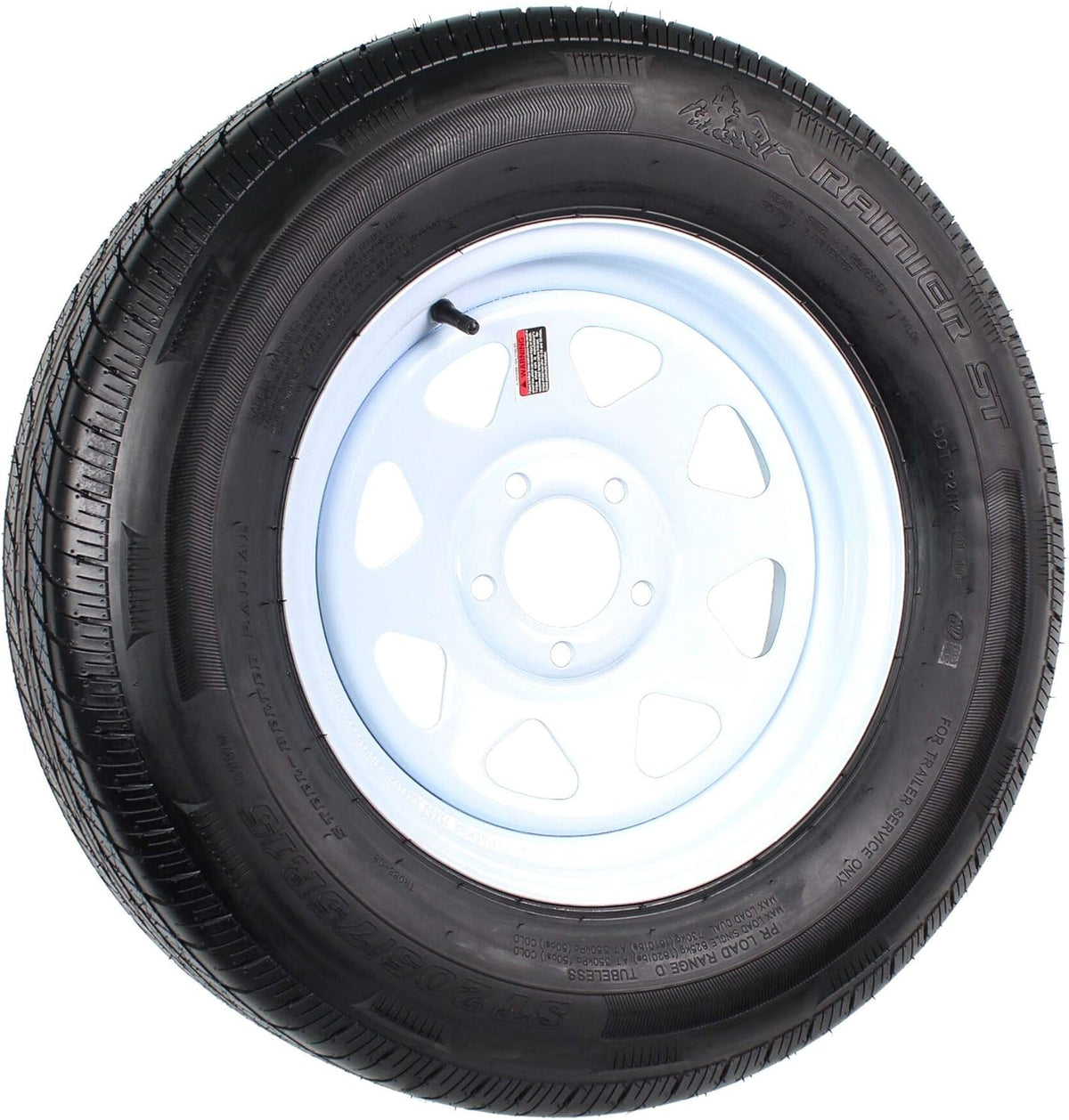 Radial Trailer Tire and Rim ST205/75R15 LRD 15X5 5-4.5 White Spoke Wheel M2619