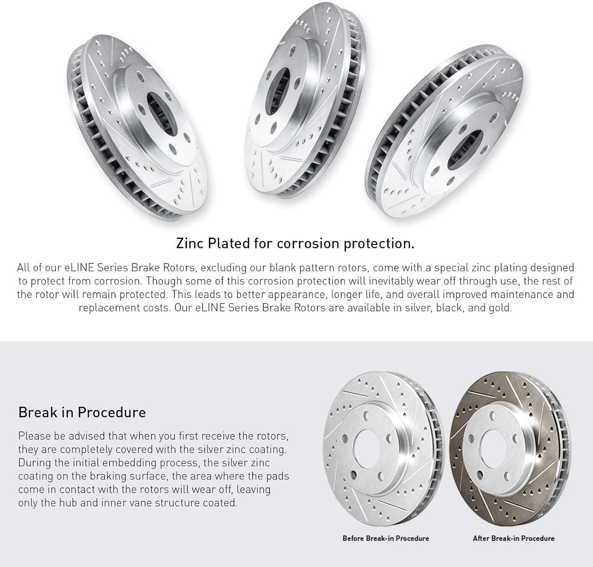 Front Rear Brake Rotors Drilled and Slotted Silver with Semi Metallic Brake Pads P81895