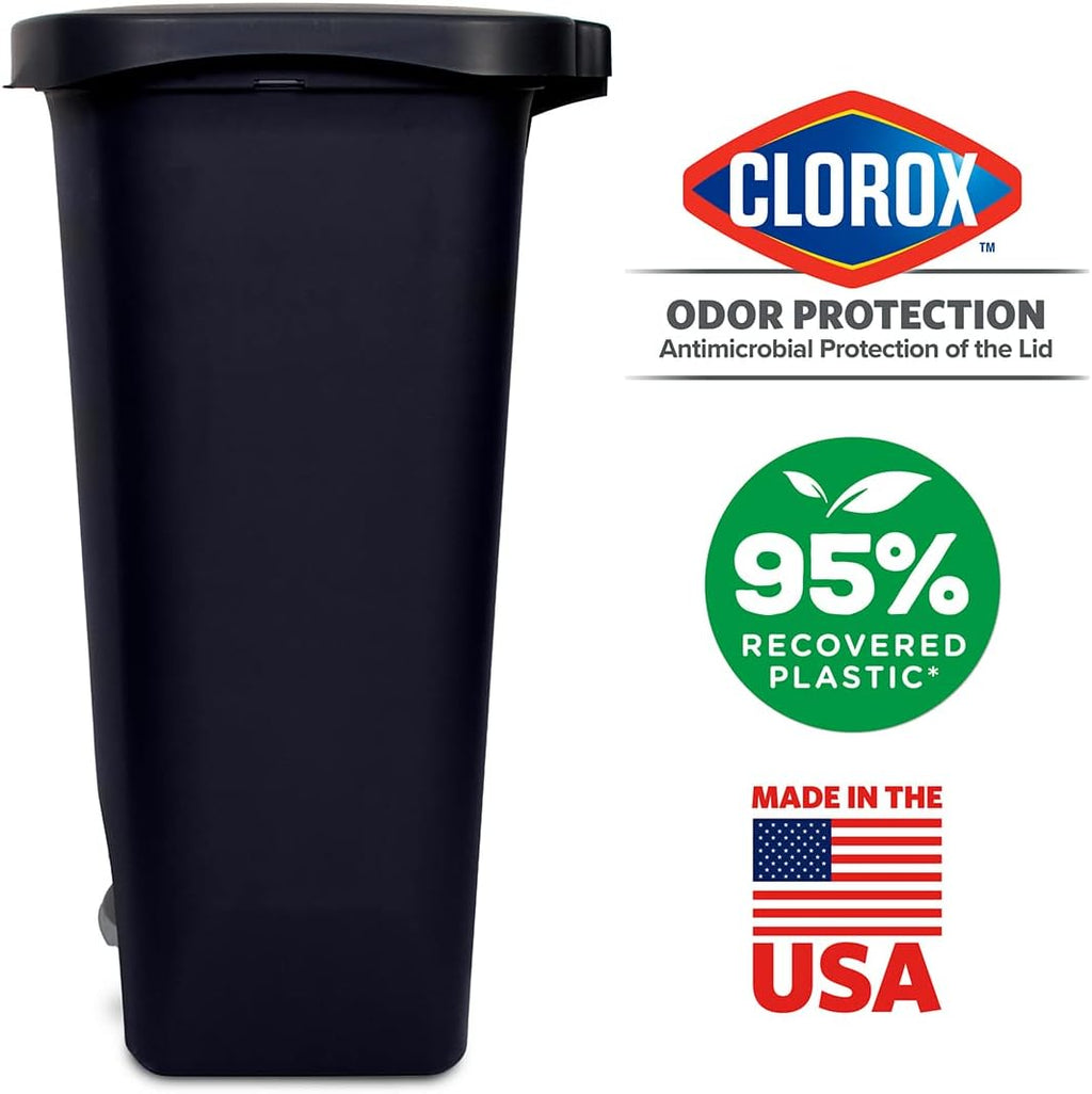 13 Gallon Plastic Trash Can with Lid, Matte Black W126