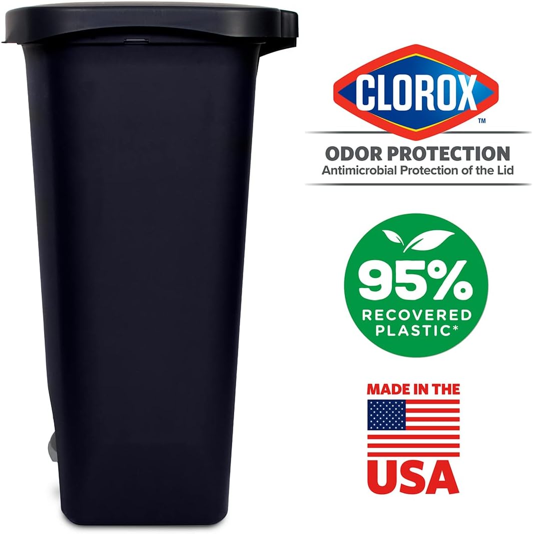 13 Gallon Plastic Trash Can with Lid, Matte Black W126