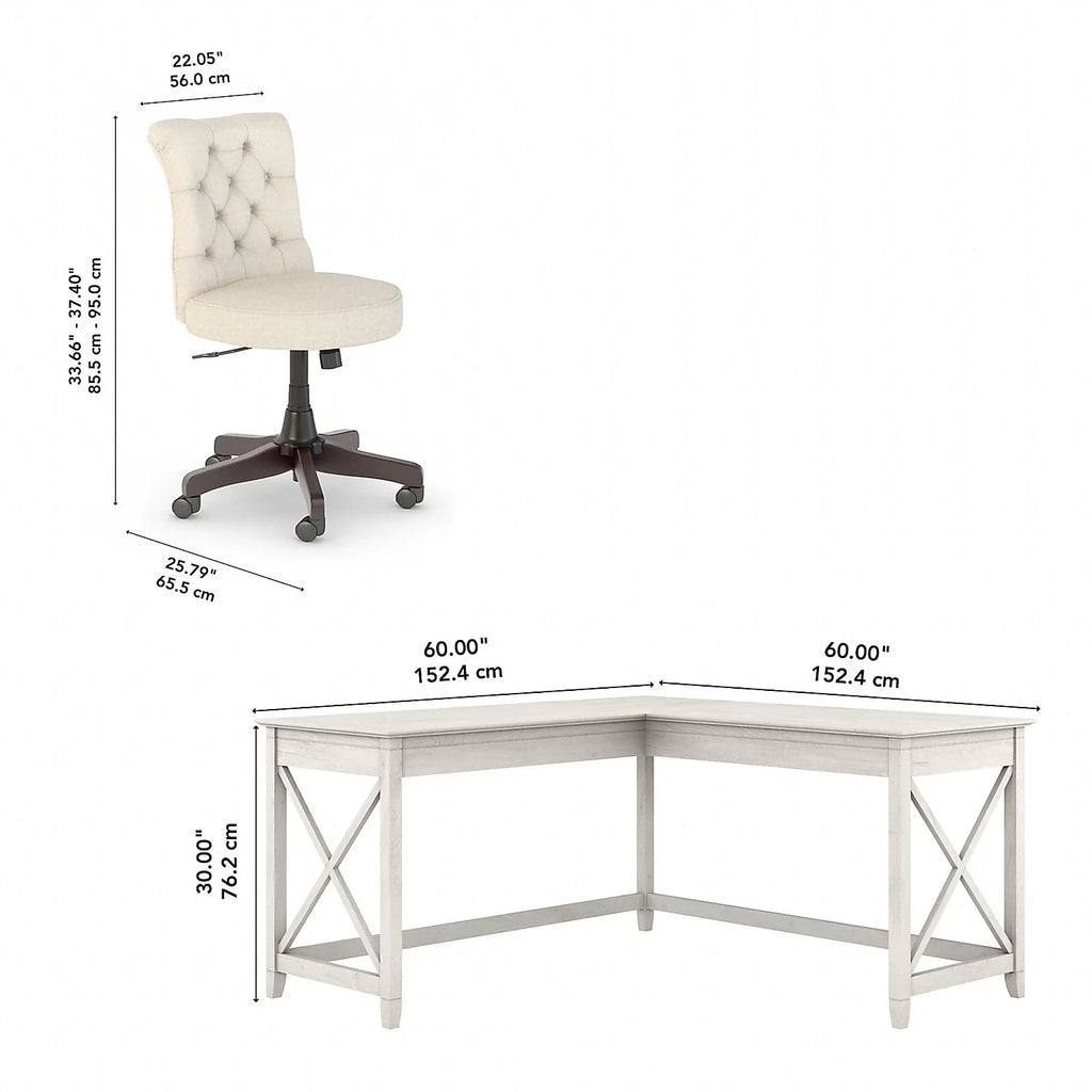 White Oak L-Shaped Desk and Chair Set A51672
