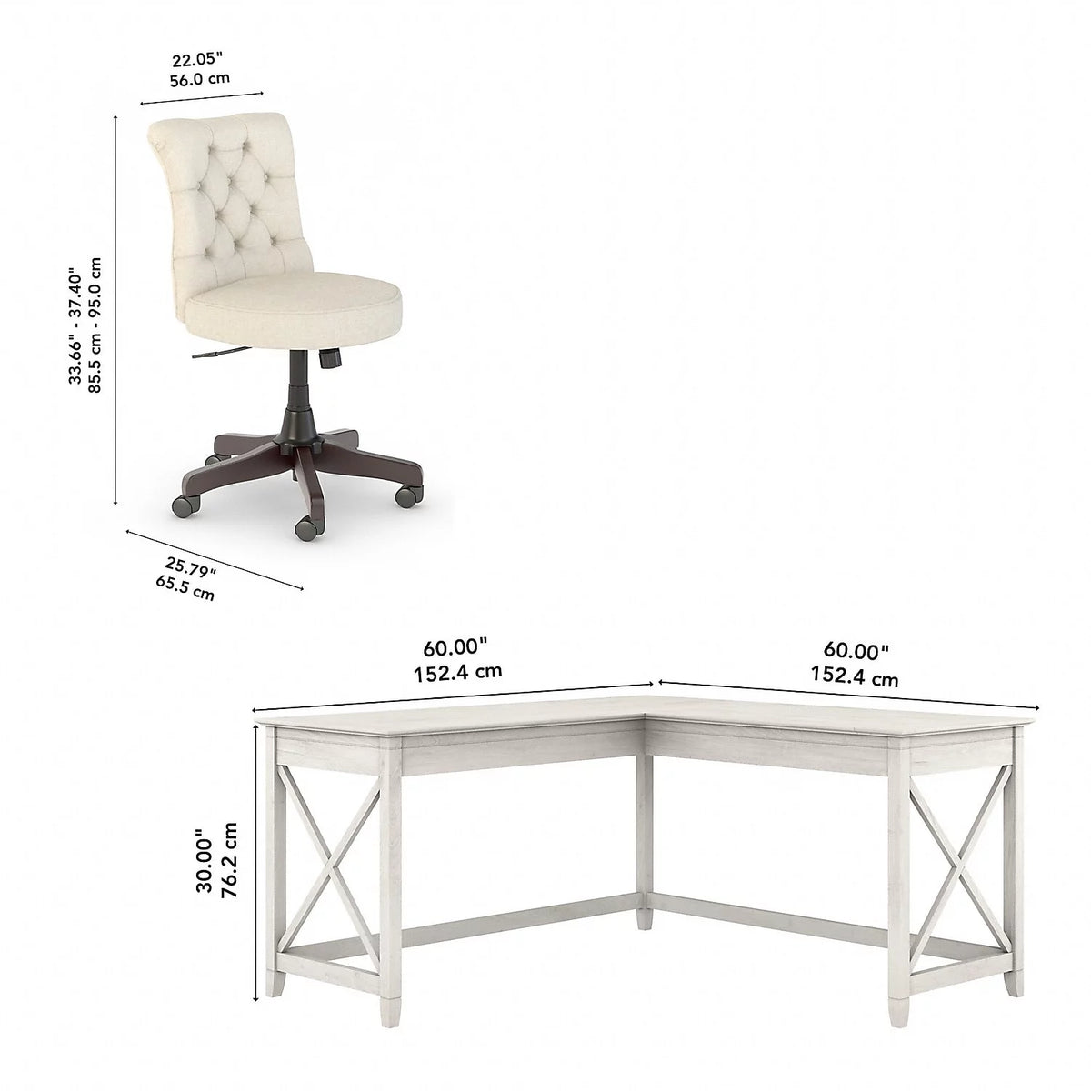 White Oak L-Shaped Desk and Chair Set A51672