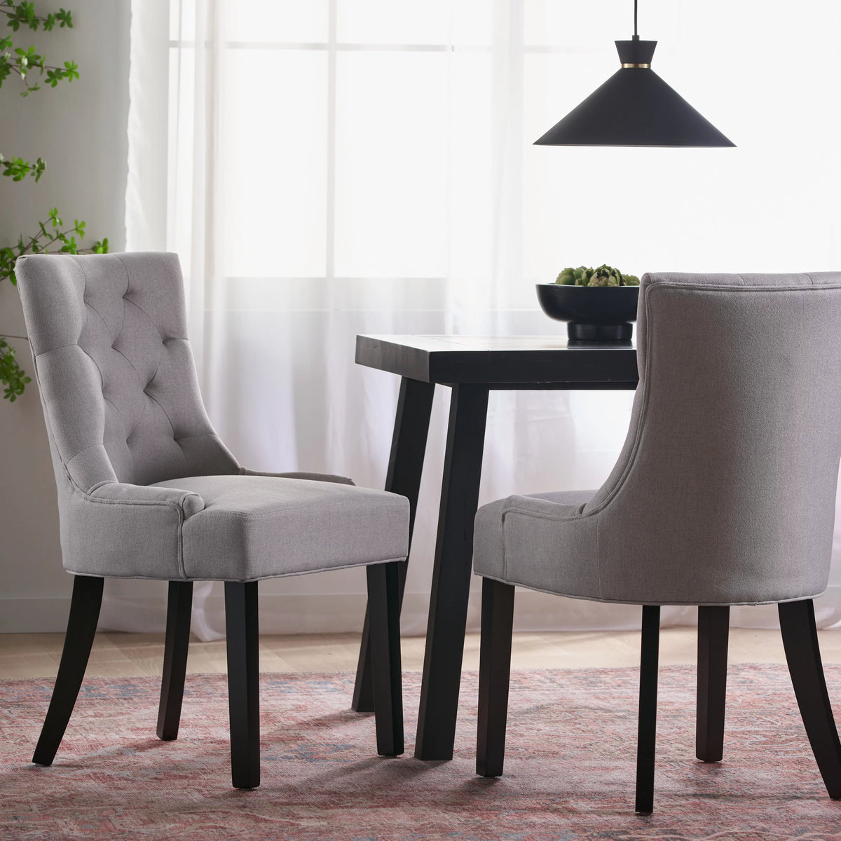 Light Grey Fabric Dining Chair Set of 2 N705383