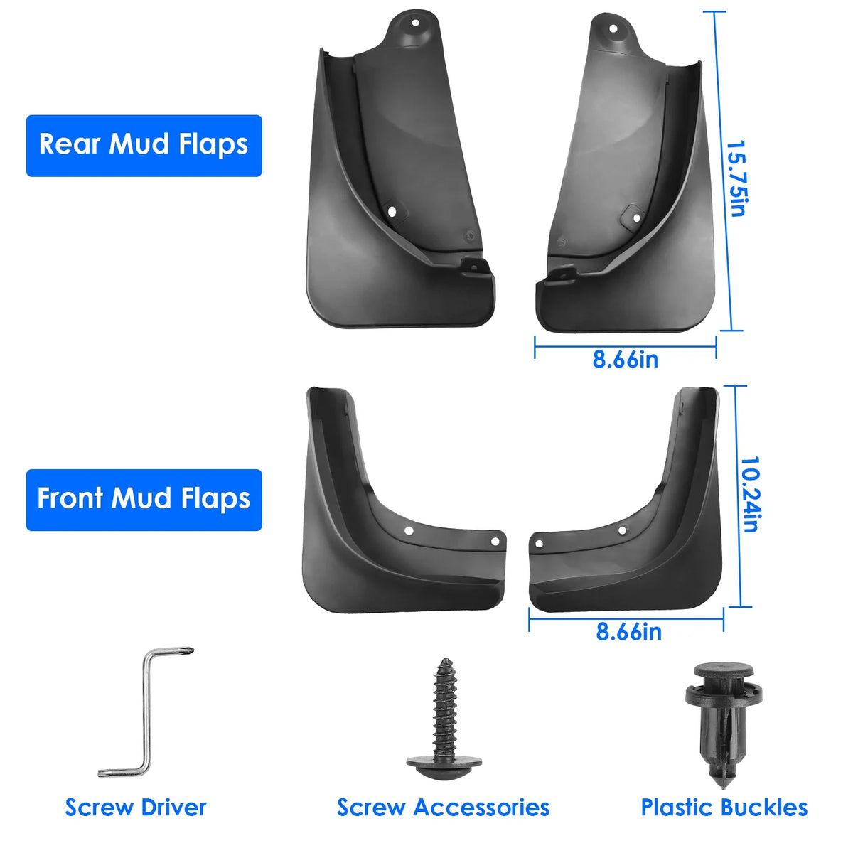 4PCS Drill-Free Splash Guards for Tesla Model Y 2020-2023 U351719