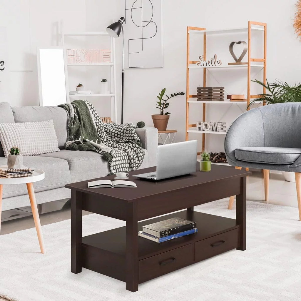 2 Drawer Lift Top Coffee Table Espresso Q95743