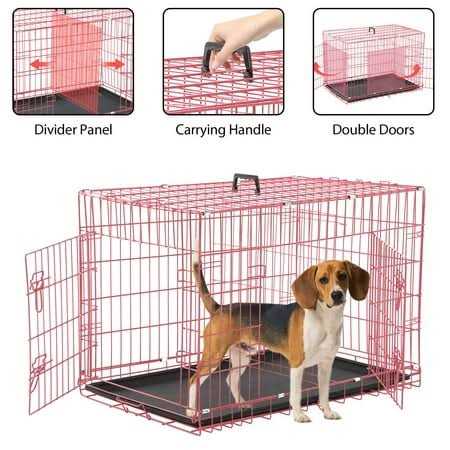 Large Foldable Double-Door Metal Wire Dog Crate L66842