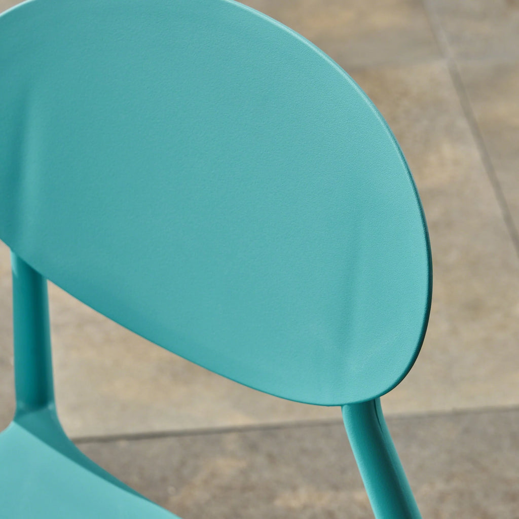 Teal Plastic Stacking Dining Chairs Set of 4 D628230