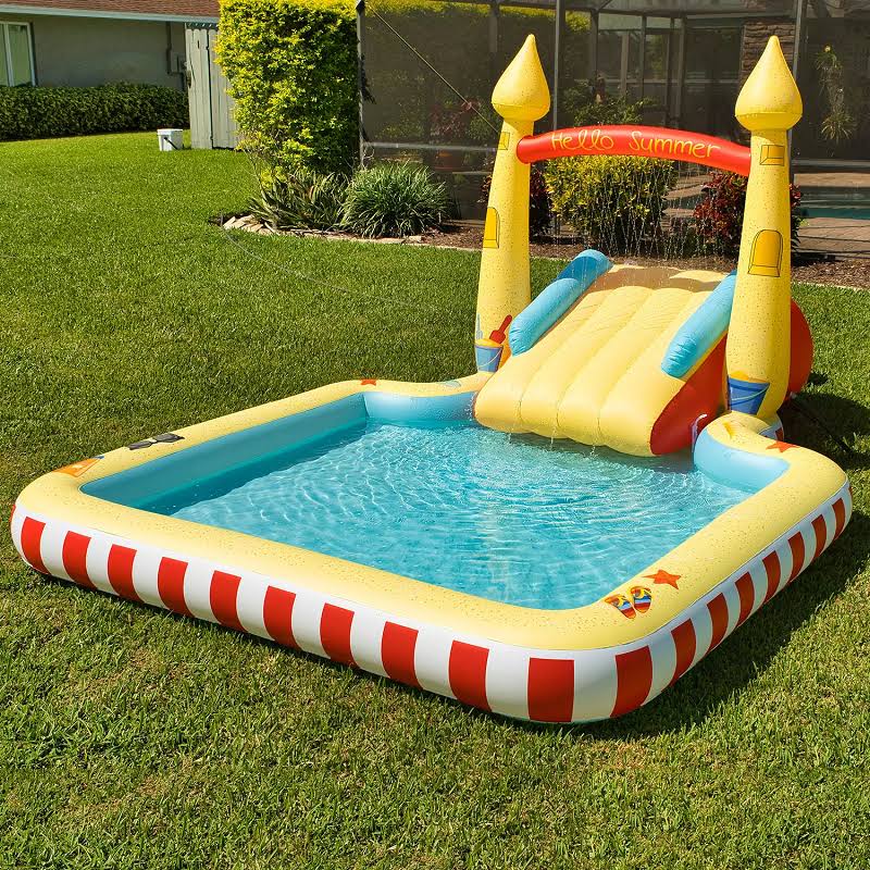 Inflatable Pool with Sprinkler Arch Over 5 ft Tall Y362