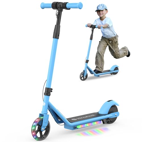 Electric Scooter with Adjustable Speed and Height, Colorful Lights, Double Brake O25213