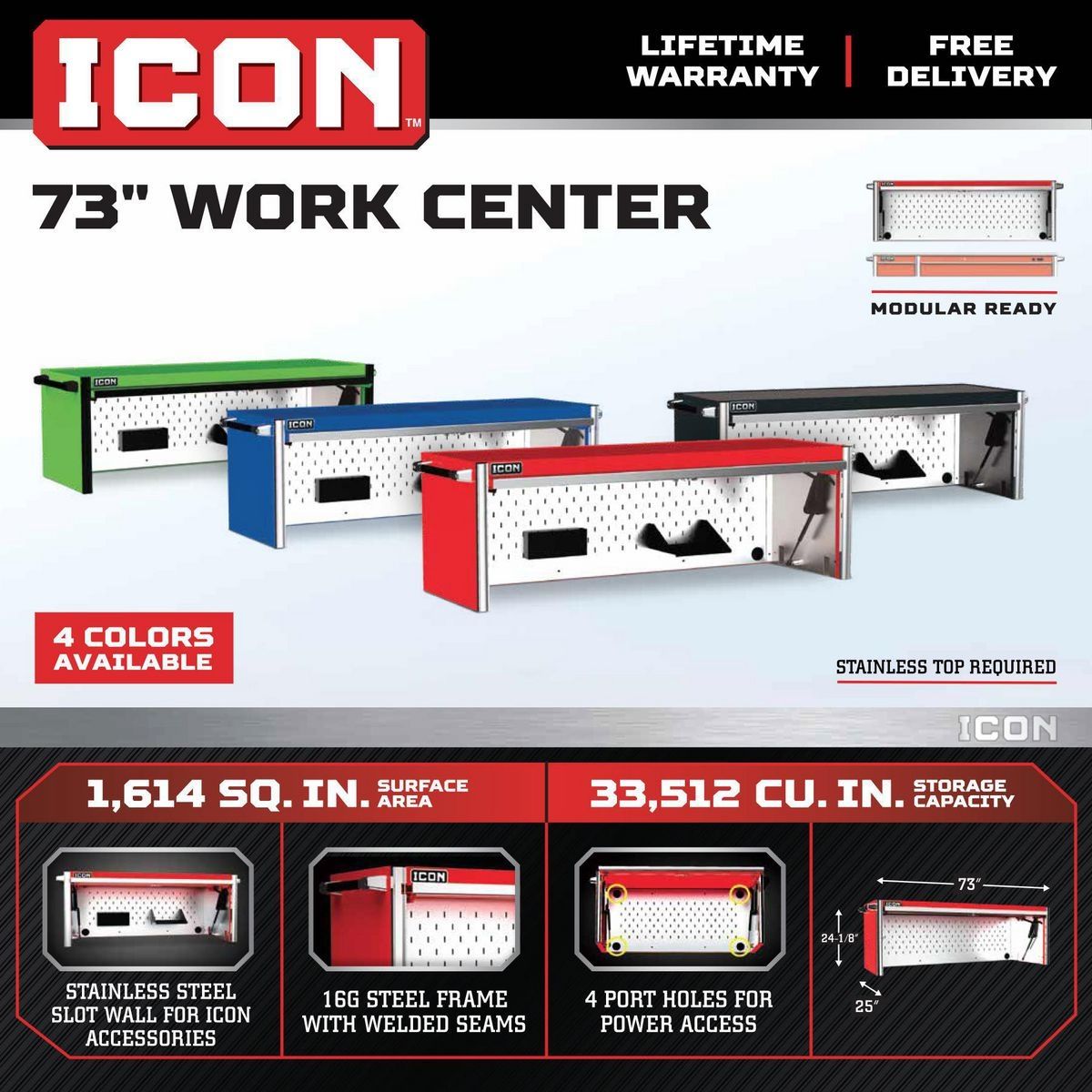 73 in. Work Center Hutch G15711