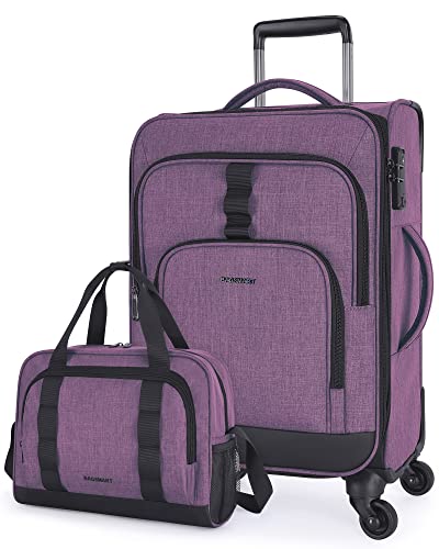 Black Expandable 20 inch Carry on Luggage with Spinner Wheels M459