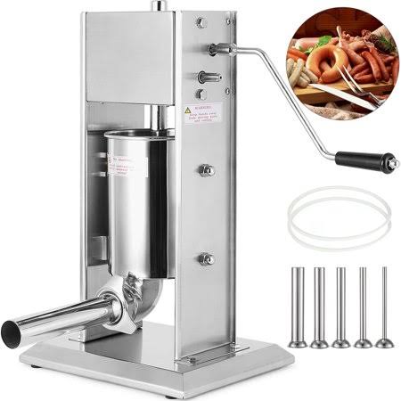 3L Capacity Two Speed Vertical Stainless Steel Manual Sausage Stuffer with 5 Stuffing Nozzles Y843
