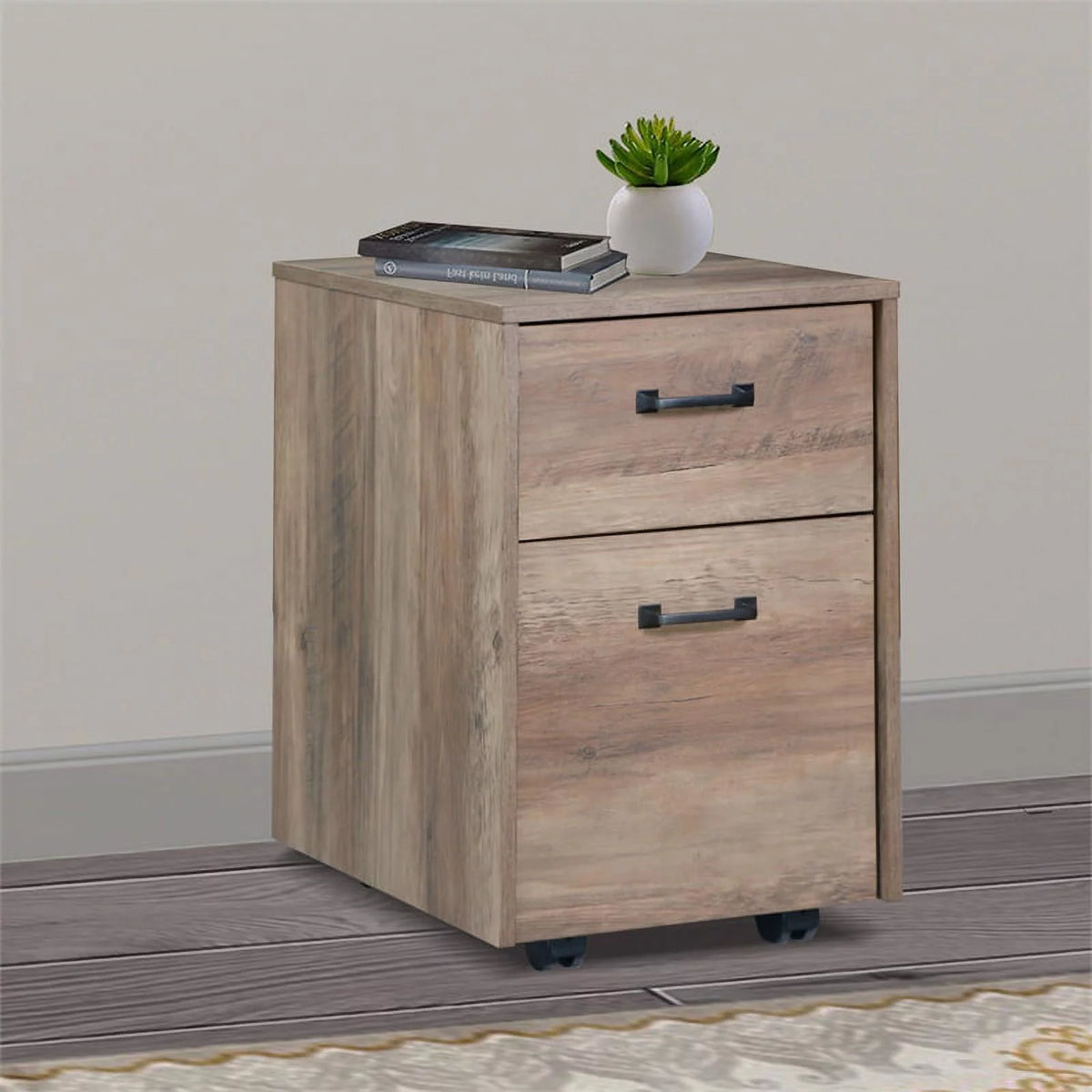Rustic Oak Finish Mobile File Cabinet I674942