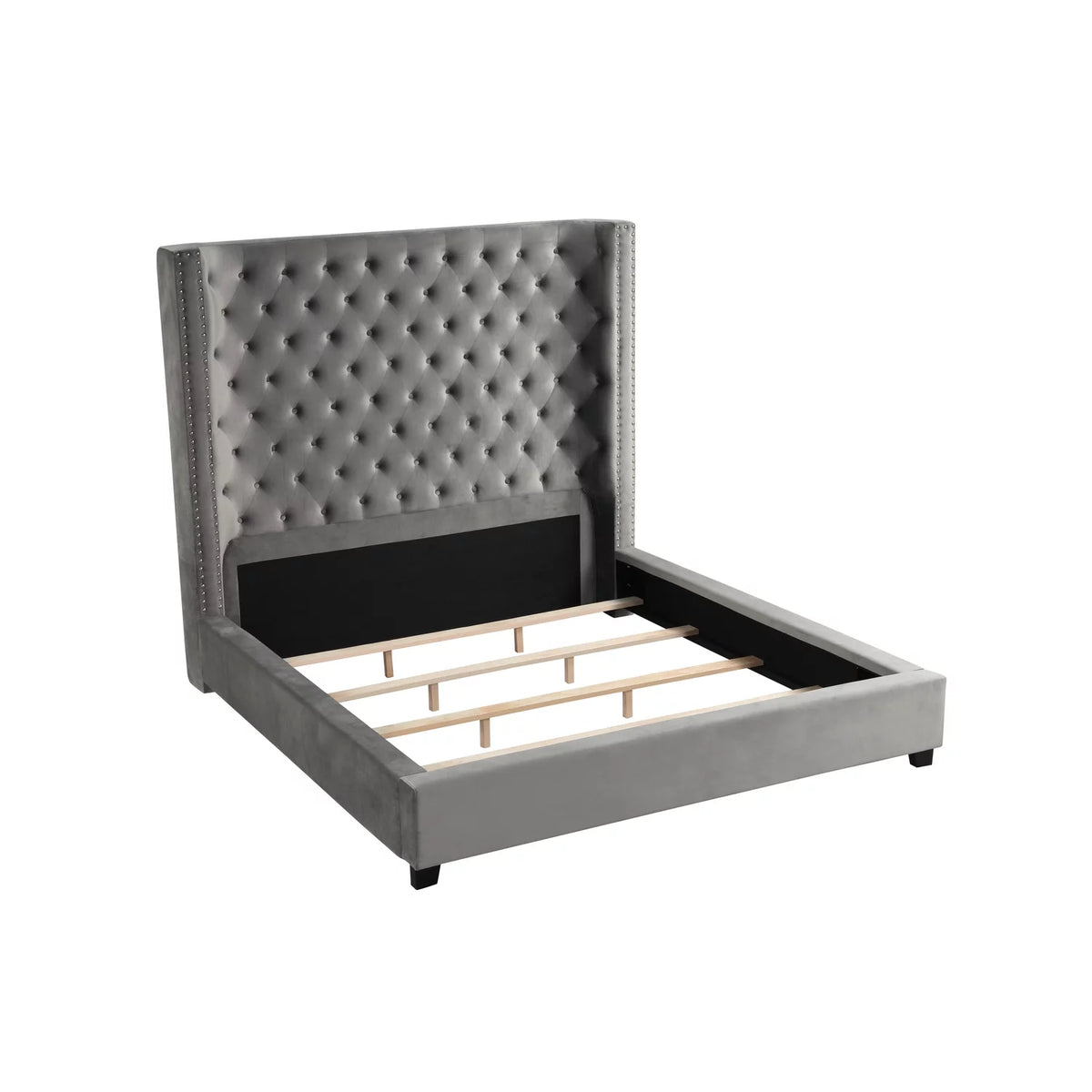 Velvet Upholstered Queen Platform Bed D146