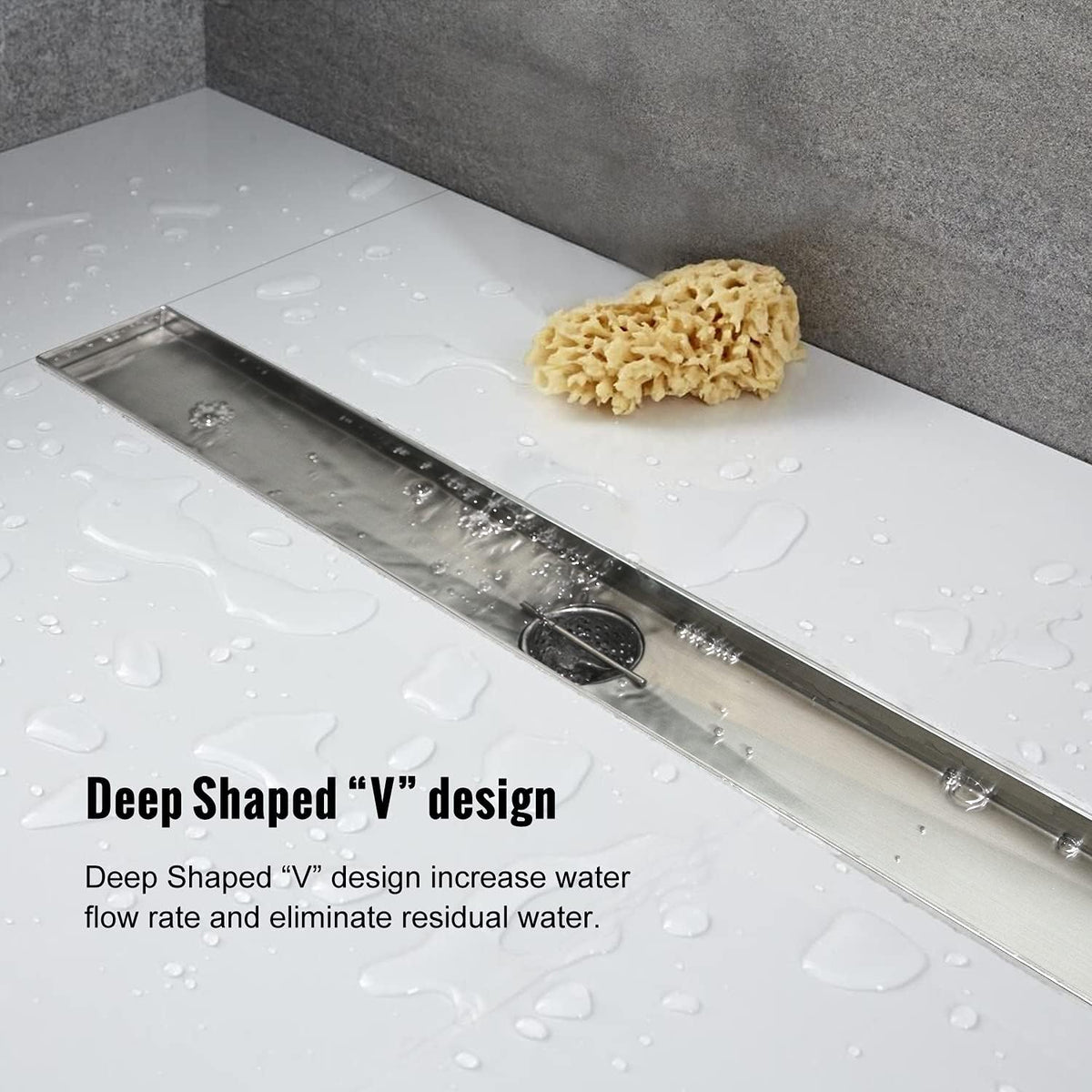 Brushed 304 Stainless Steel 12 inch Linear Shower Drain with Removable Grid Panel Z710979