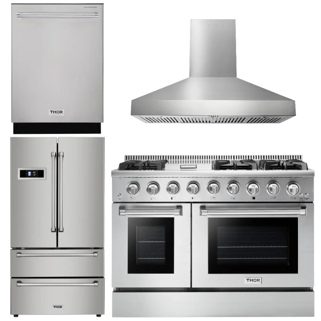 48 Gas Range, Range Hood, Refrigerator, Dishwasher J5605