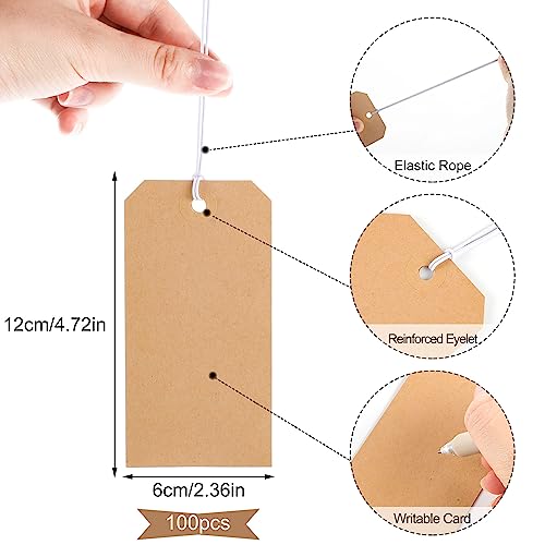 100pcs White Hang Paper Tags with String Attached T1846