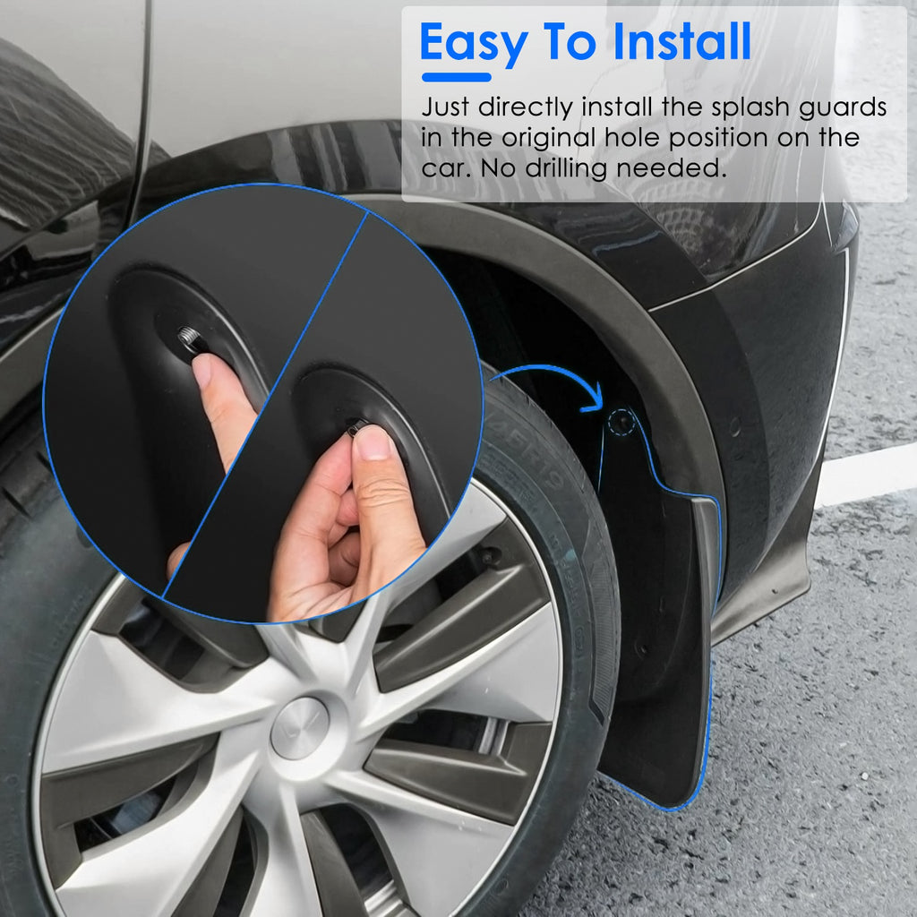 4PCS Drill-Free Splash Guards for Tesla Model Y 2020-2023 U351719