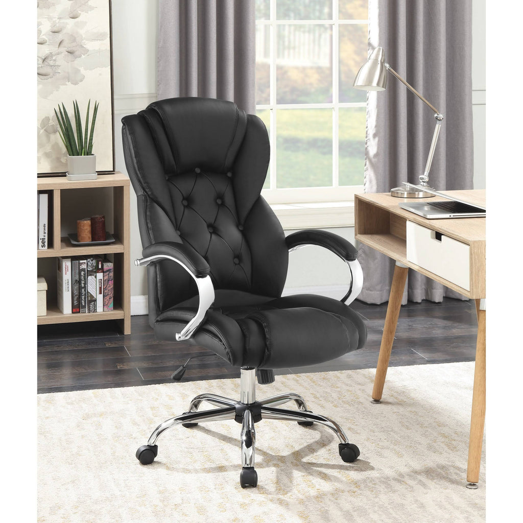 Black Upholstered Office Chair with Casters K751