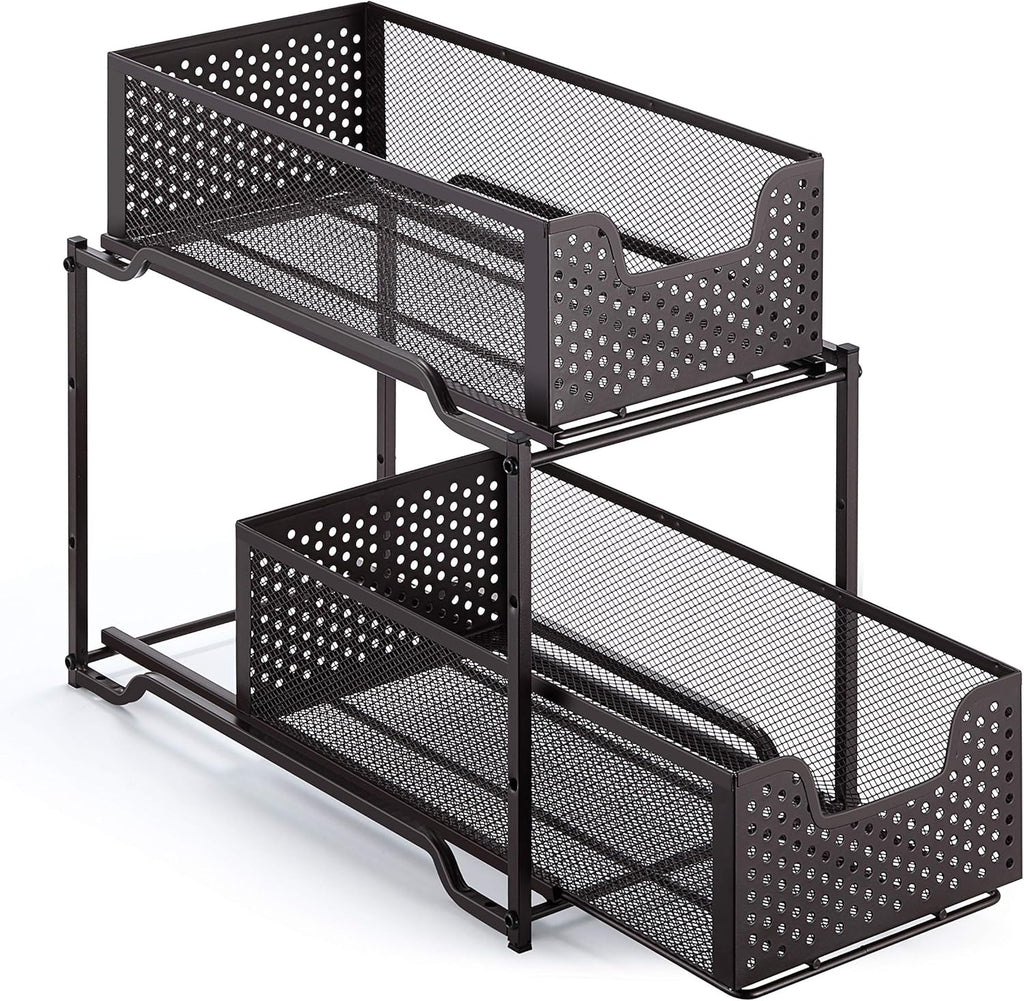 Bronze Stackable 2-Tier Under Sink Cabinet Organizer with Sliding Storage Drawer M714018