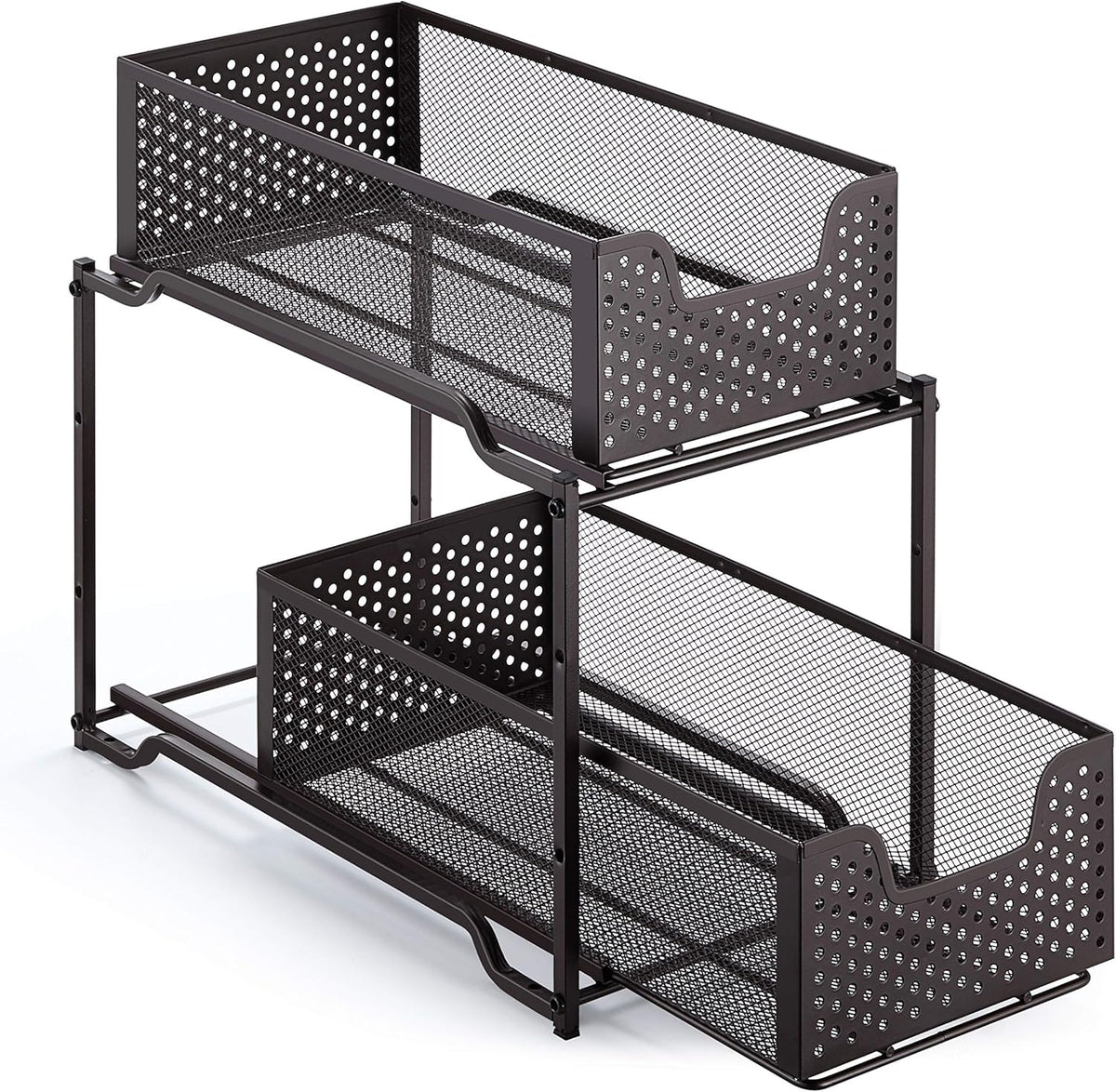 Bronze Stackable 2-Tier Under Sink Cabinet Organizer with Sliding Storage Drawer M714018