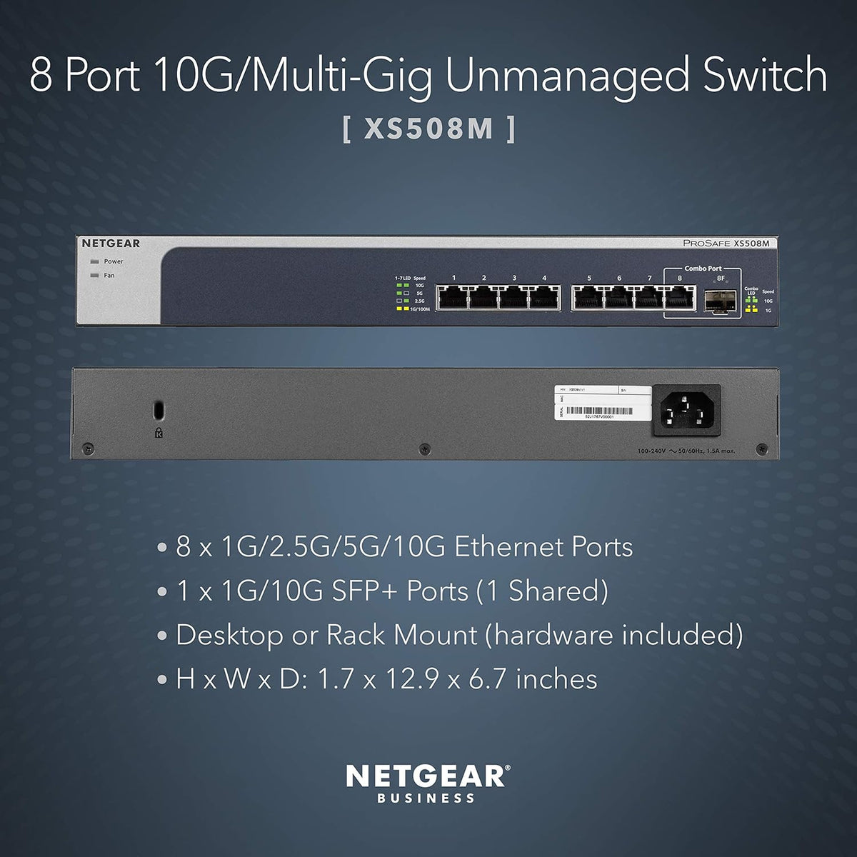 8-Port 10G Multi-Gigabit Ethernet Unmanaged Switch with 10G SFP+ E900626