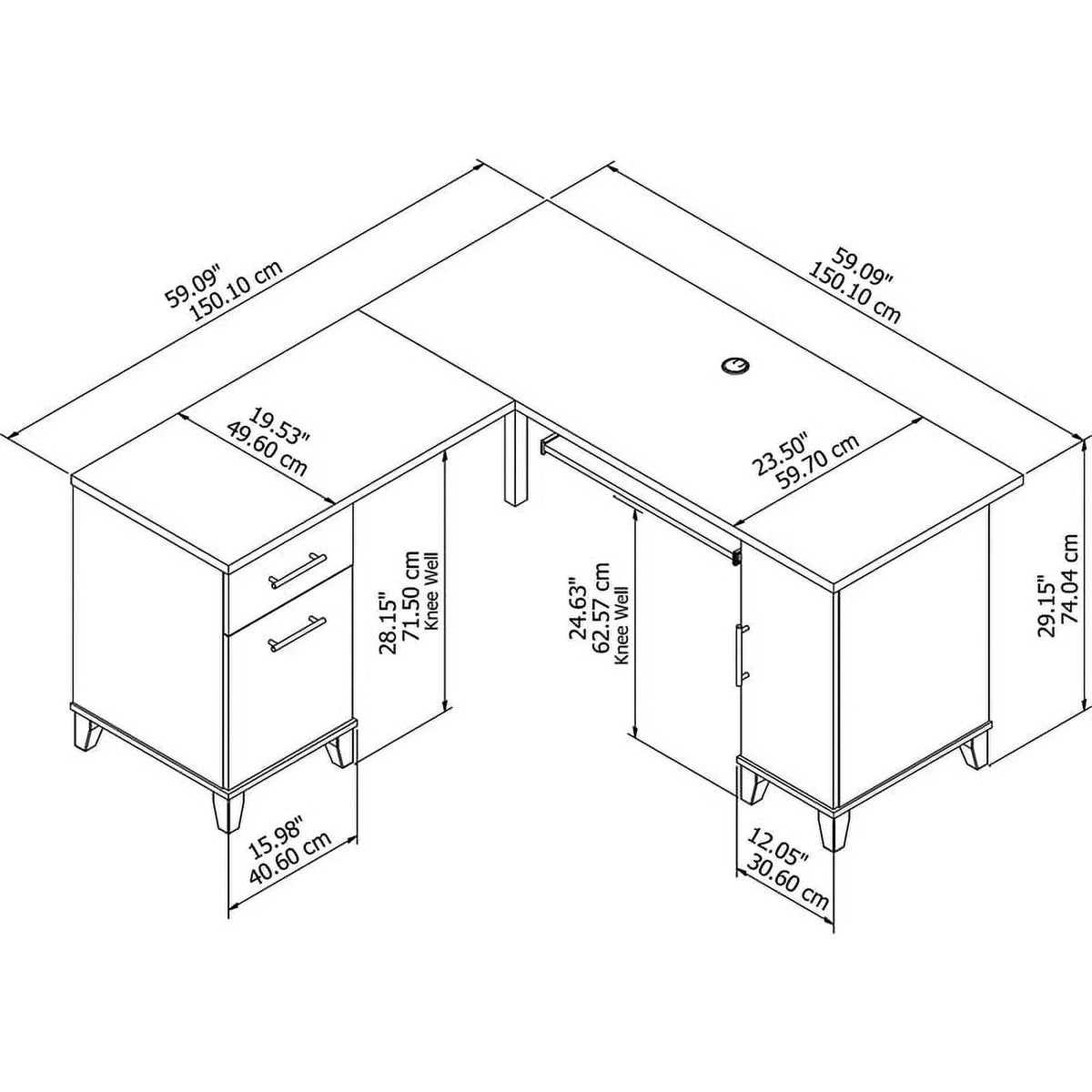 60" L Shaped Wood Desk H2535