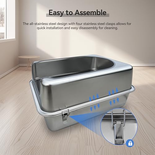 Stainless Steel Enclosed Litter Box with Metal Lid and Scoop R512042