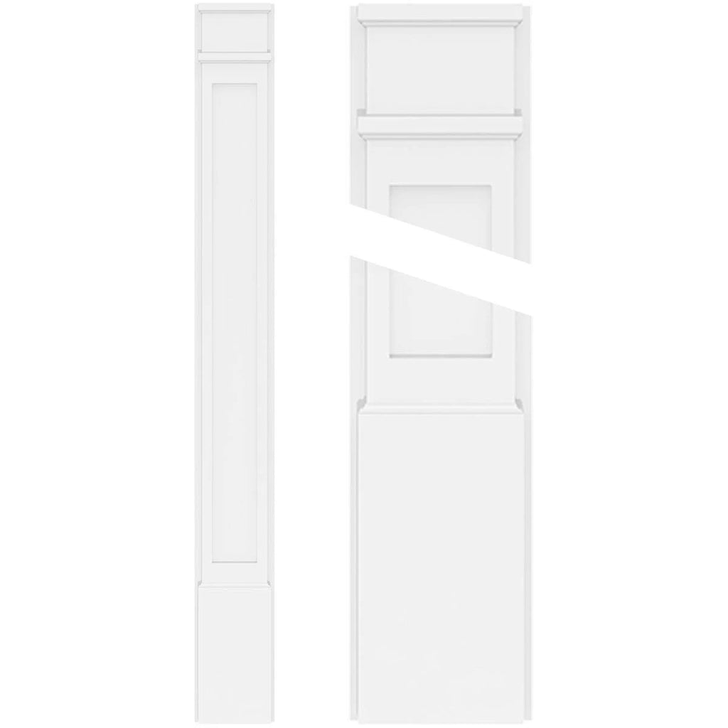 8x22W x 108x22H x 2x22P Flat Panel PVC Pilaster with Decorative Capital & Base (Pair) X547272