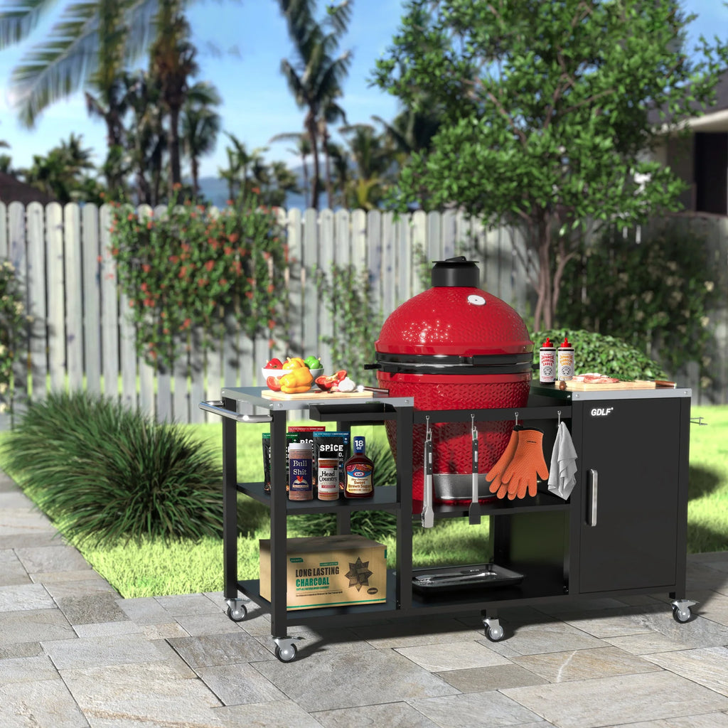 Heavy Duty Metal Grill Table with Storage R484819
