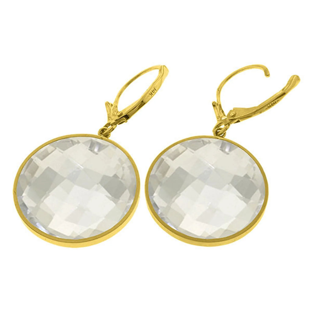 14K Yellow Gold Leverback Earrings with White Topaz S2506