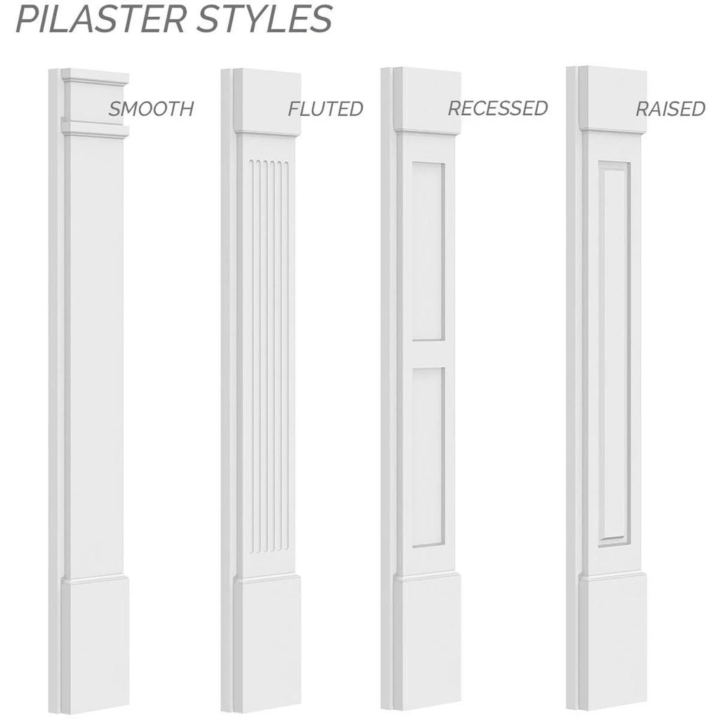 8x22W x 108x22H x 2x22P Flat Panel PVC Pilaster with Decorative Capital & Base (Pair) X547272