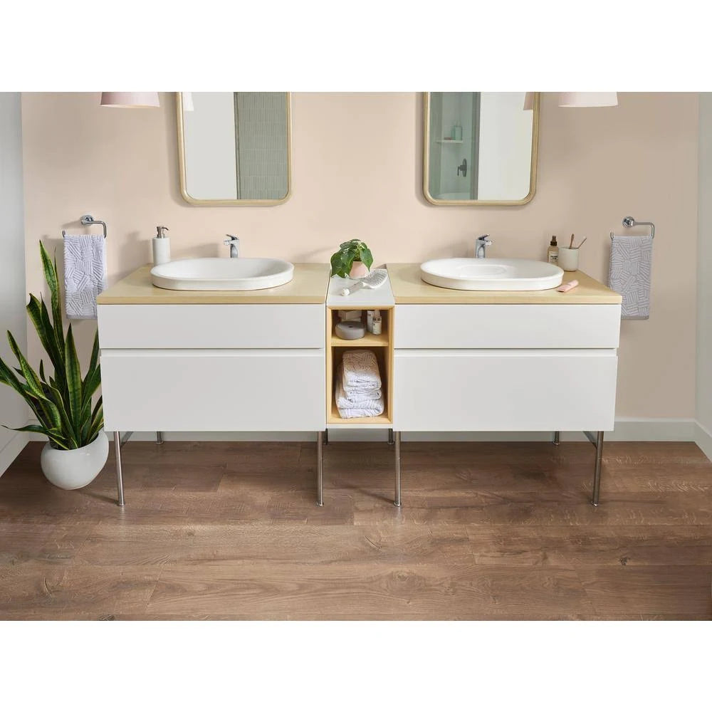 White Double Drawer Bath Vanity Cabinet N140473
