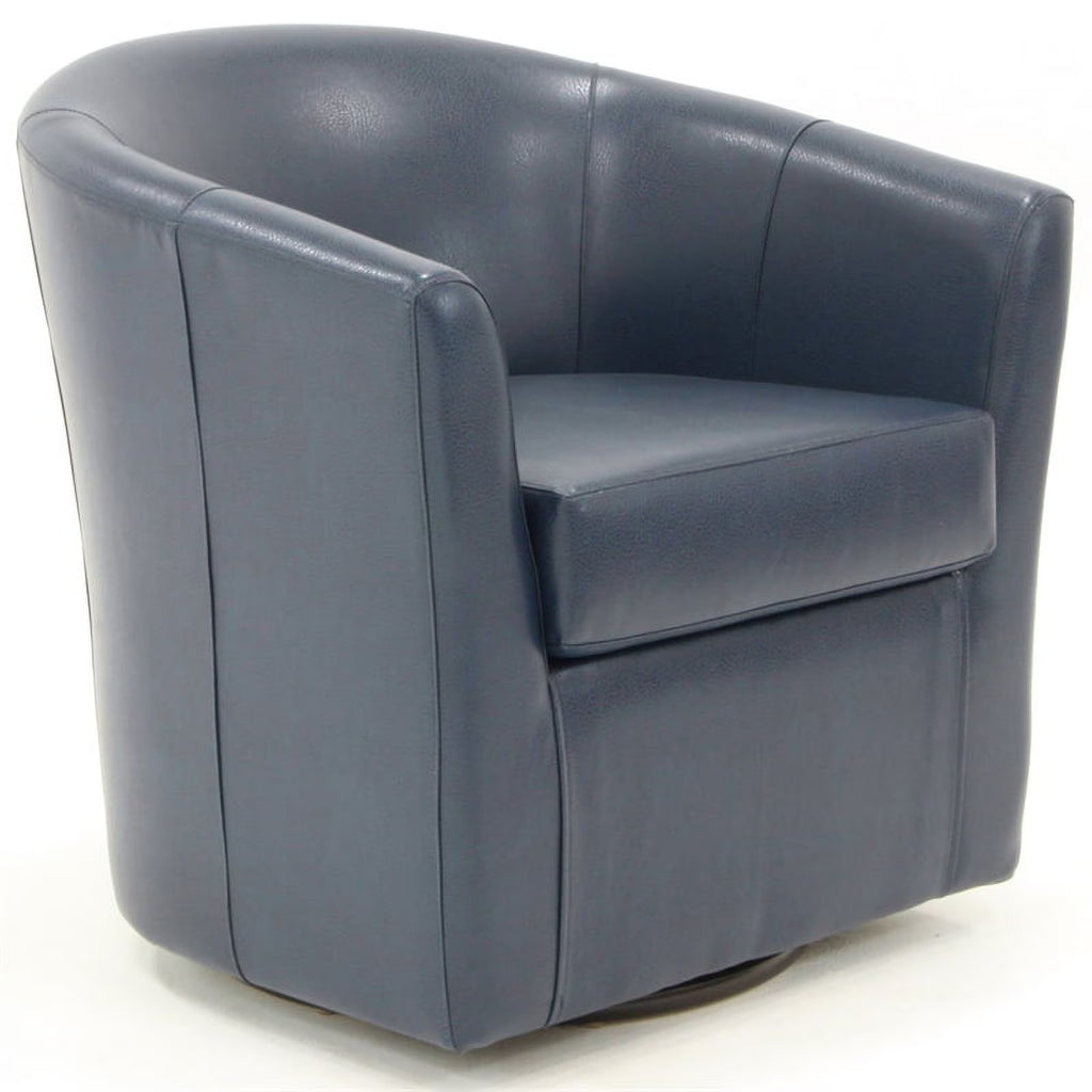 Blue Faux Leather Swivel Club Chair Y568