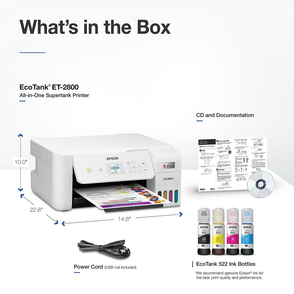 White Wireless All-in-One Supertank Printer D450231