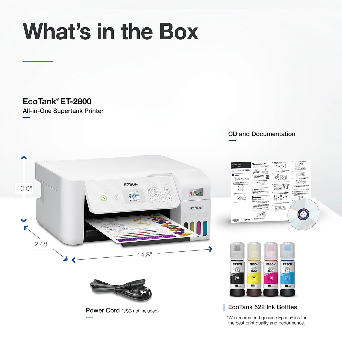 White Wireless All-in-One Supertank Printer D450231