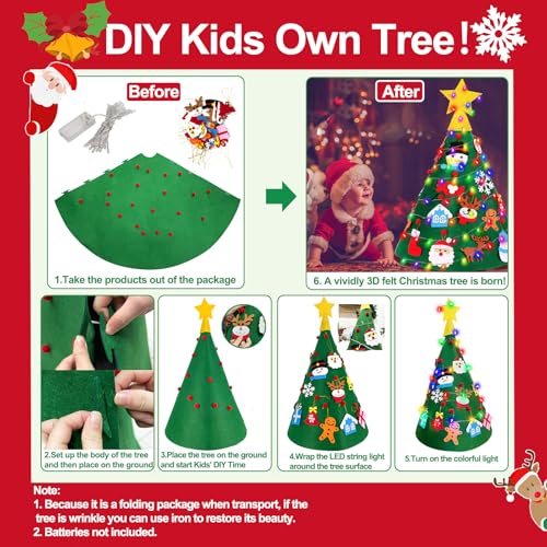 3D DIY Felt Christmas Tree with 20 Hanging Ornaments W838855