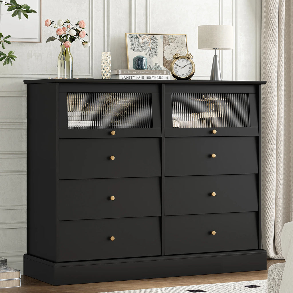 Black 8 Drawer Wood Dresser U428917