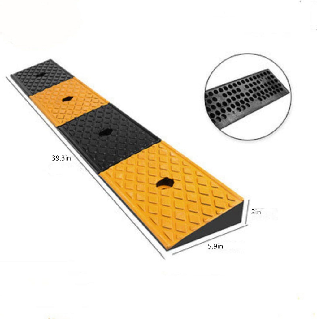 2 Rubber Heavy Duty Driveway Curb Ramp 10 Ton 39.3*5.9*2inch W47847