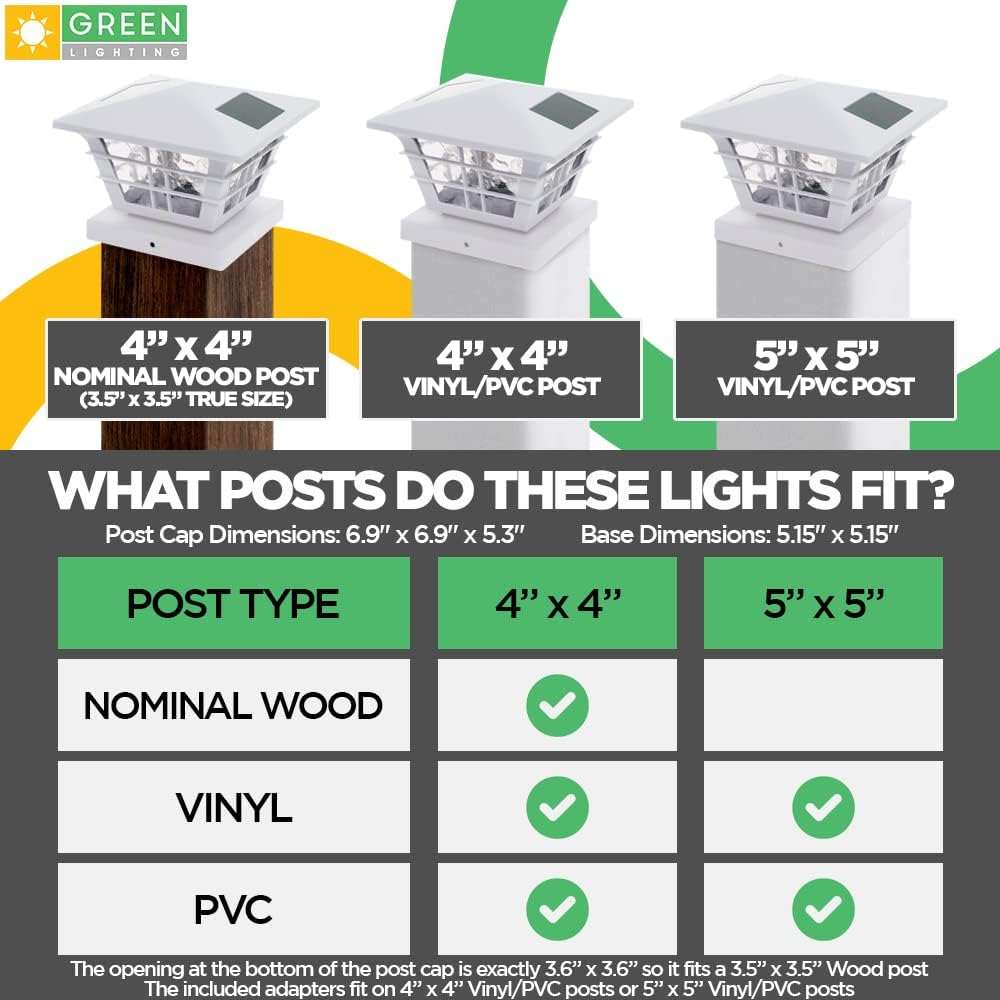 White 4 Pack Solar Powered Post Cap Light with 4x4 Base Adapter L330350