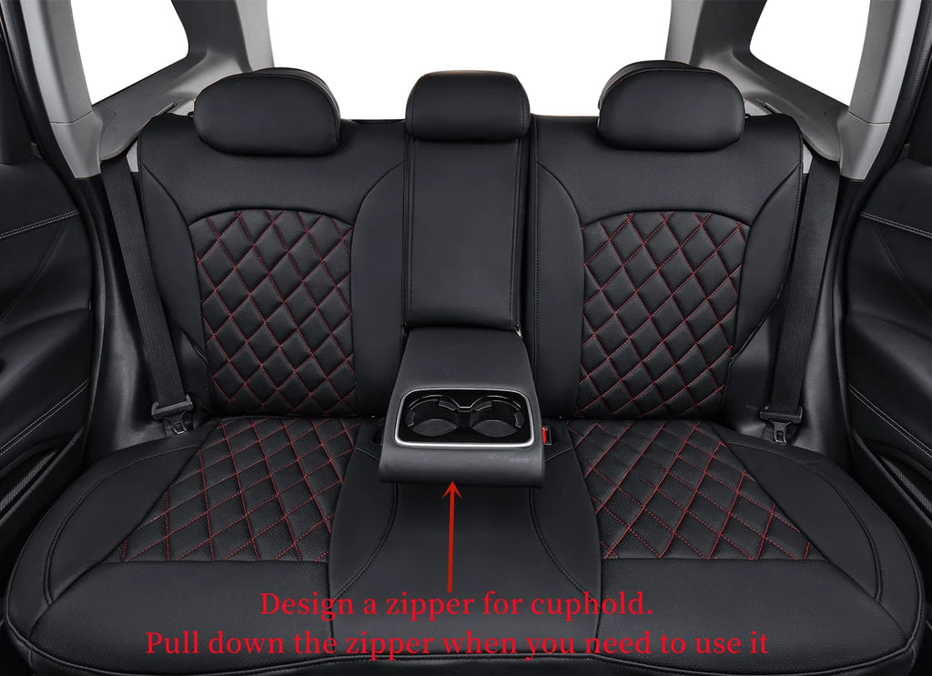 Black/Red Leatherette Full Set Car Seat Covers Y2771