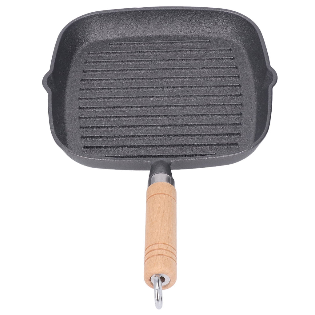 Cast Iron Grill Pan with Wooden Handle W984