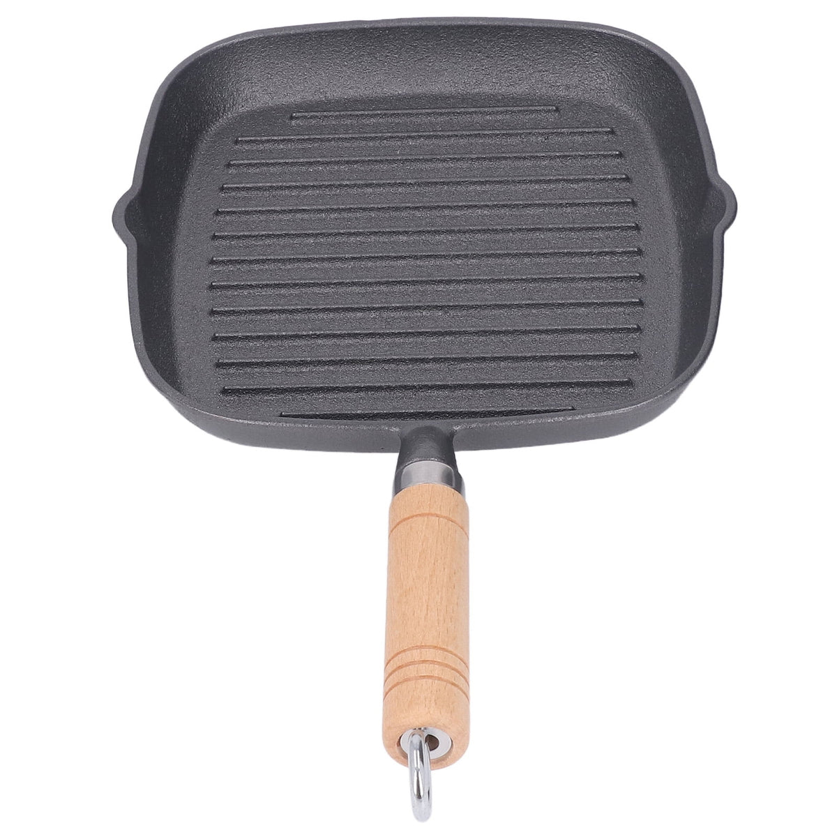 Cast Iron Grill Pan with Wooden Handle W984
