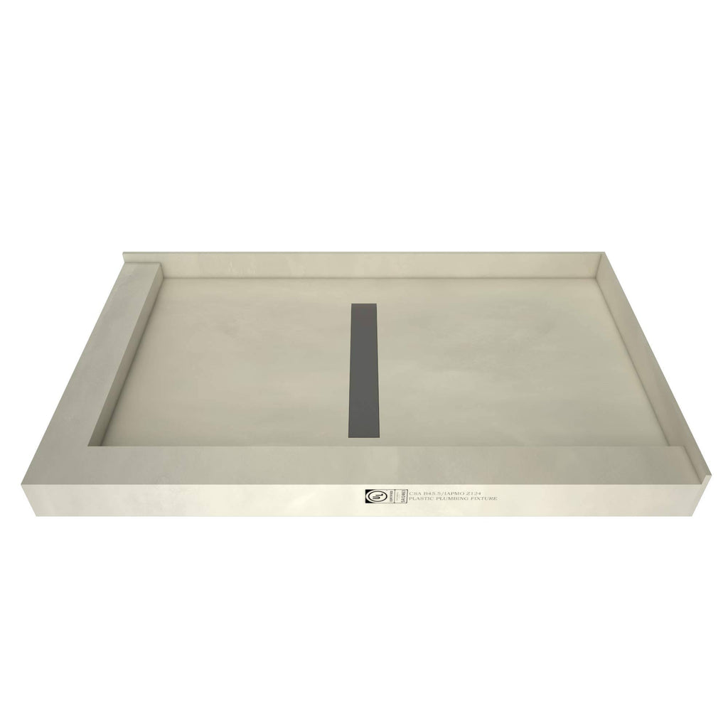 Double Curb Shower Pan with Center Trench Drain R9812