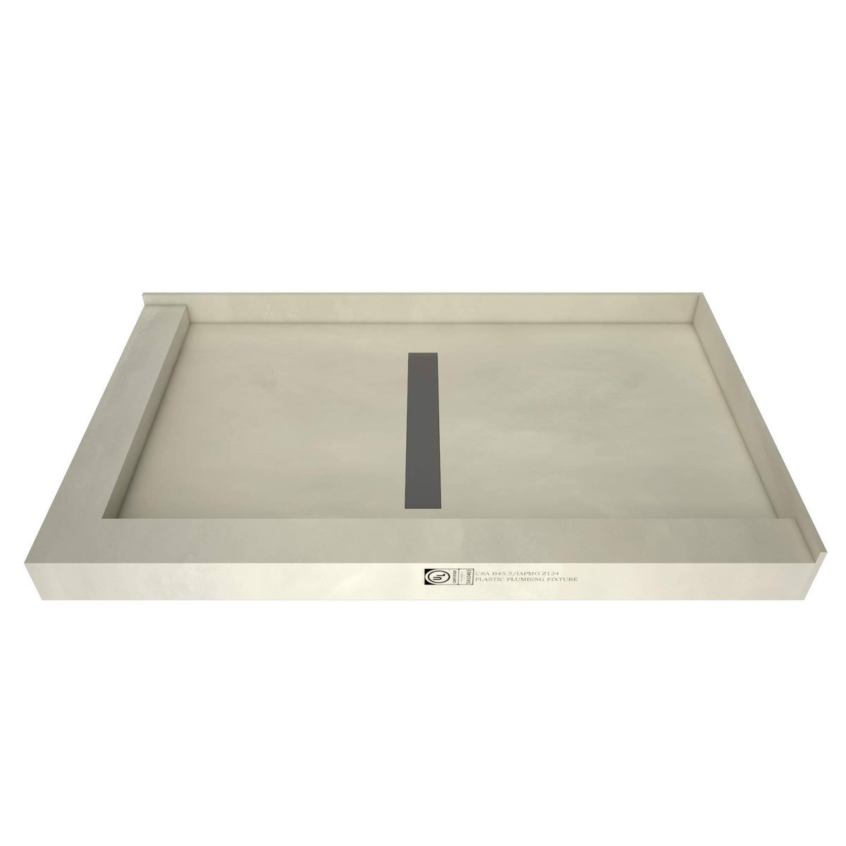 Double Curb Shower Pan with Center Trench Drain R9812