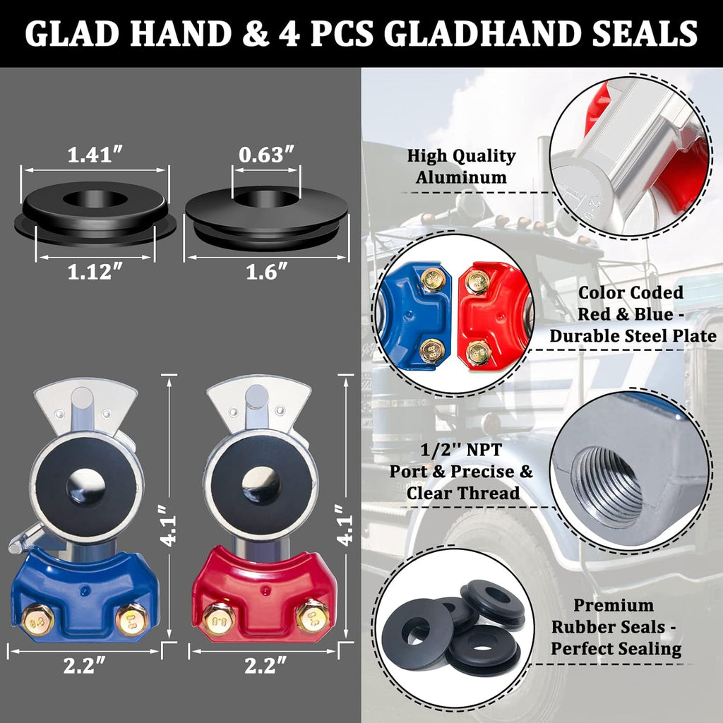 12 FT Semi Truck Air Hose Kit with Glad Hands A485