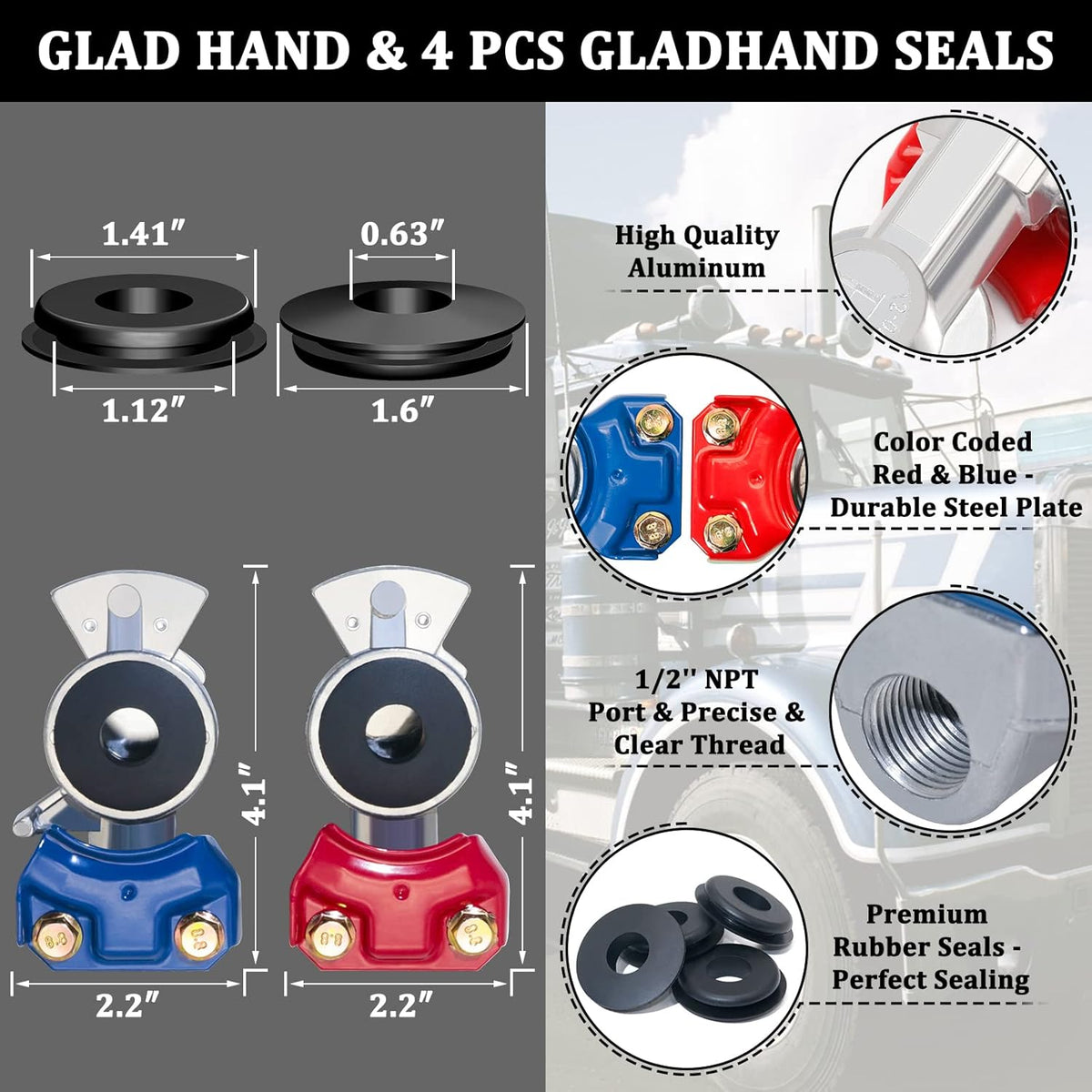 12 FT Semi Truck Air Hose Kit with Glad Hands A485